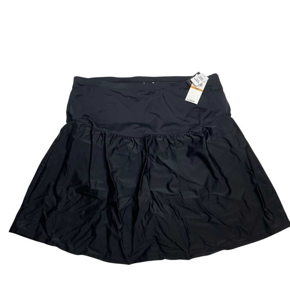 Island Escape Plus Size Tummy Control Swim Skirt Black 24W New with Tags